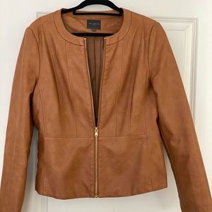 Faux Leather Jacket, Cognac Color